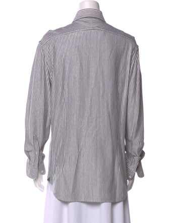 Corneliani Striped Long Sleeve Button-Up Top