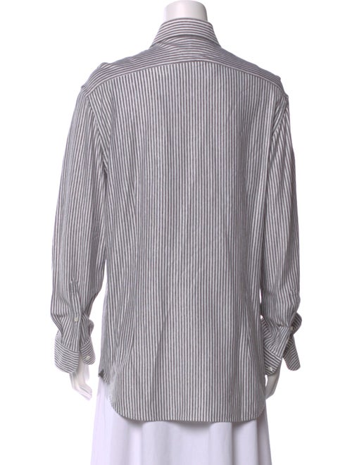 Corneliani Striped Long Sleeve Button-Up Top