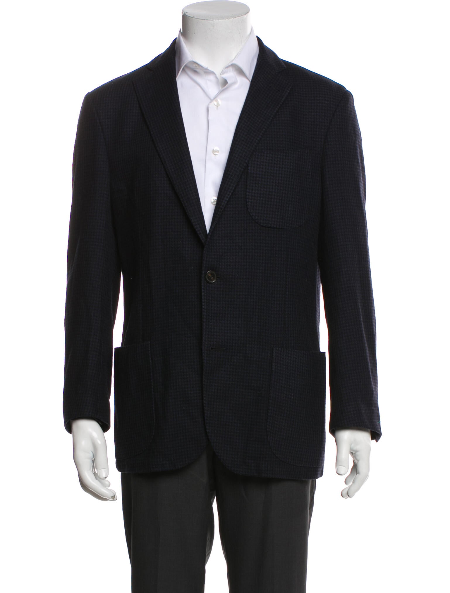 Corneliani Wool Plaid Print Peacoat