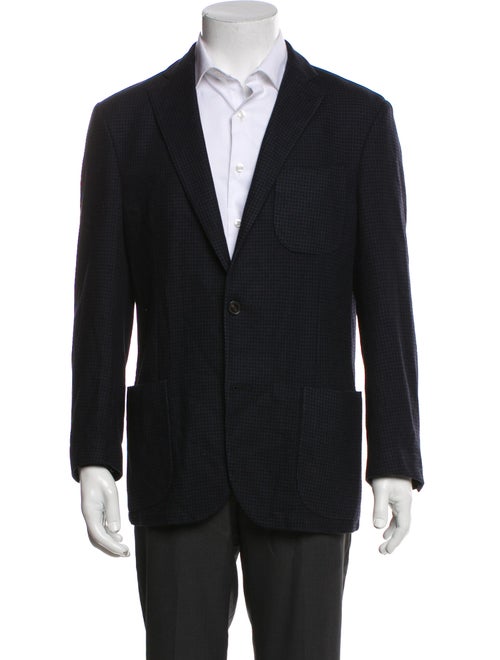 Corneliani Wool Plaid Print Peacoat