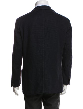 Corneliani Wool Plaid Print Peacoat