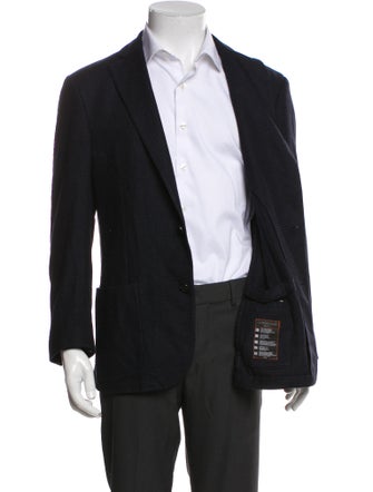 Corneliani Wool Plaid Print Peacoat