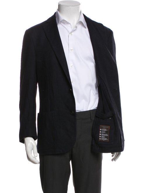 Corneliani Wool Plaid Print Peacoat