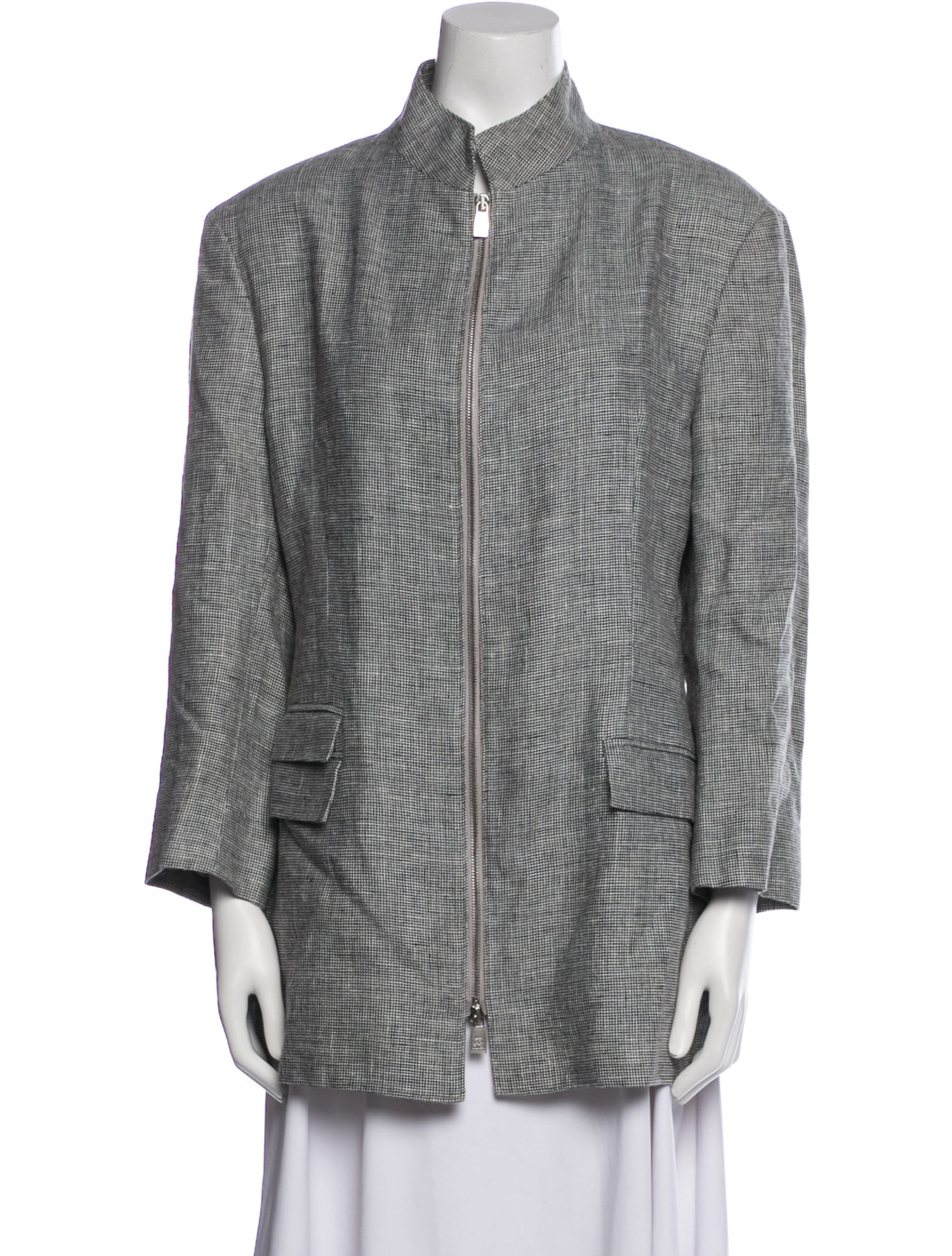 Corneliani Linen Plaid Print Coat