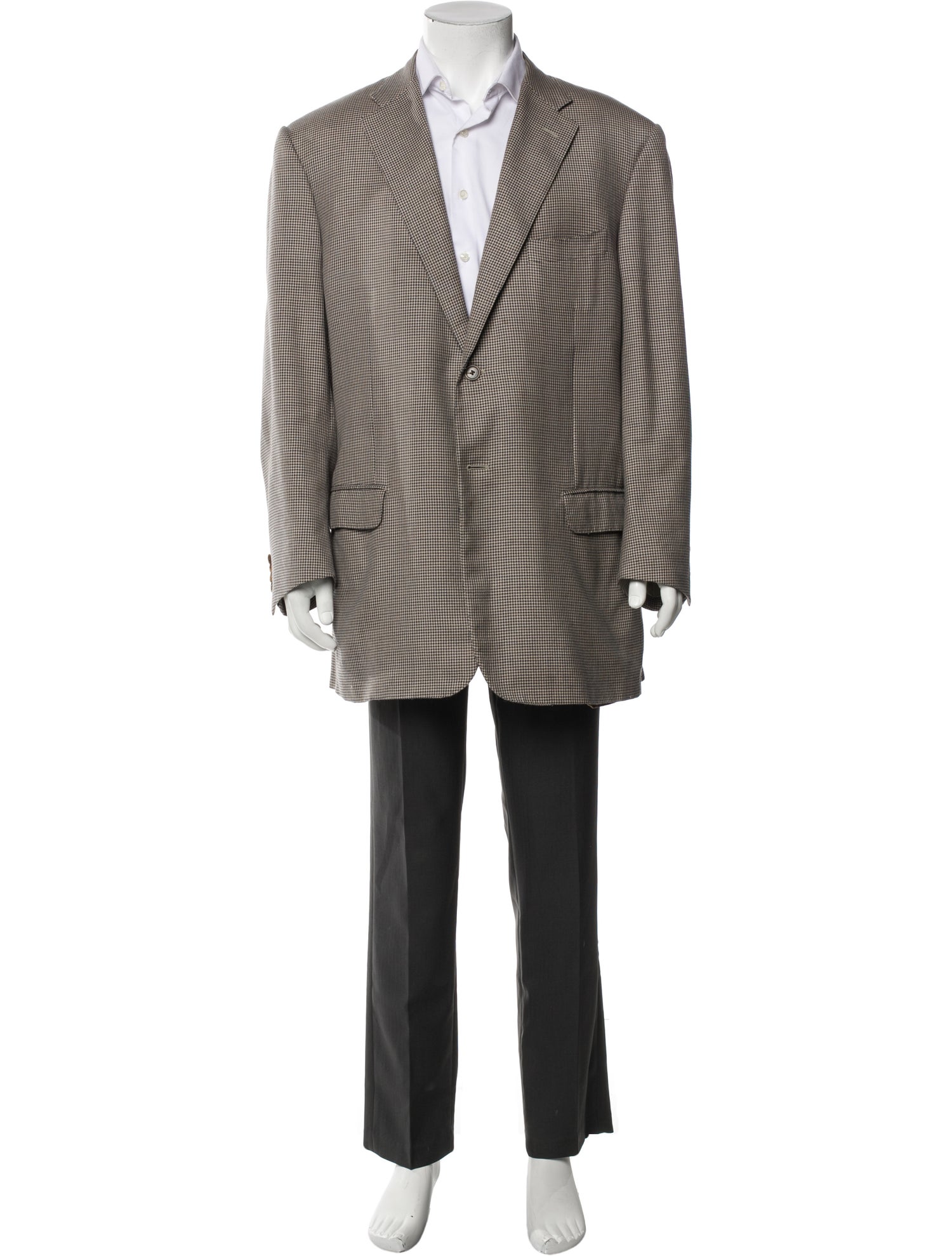 Corneliani Virgin Wool Houndstooth Print Overcoat