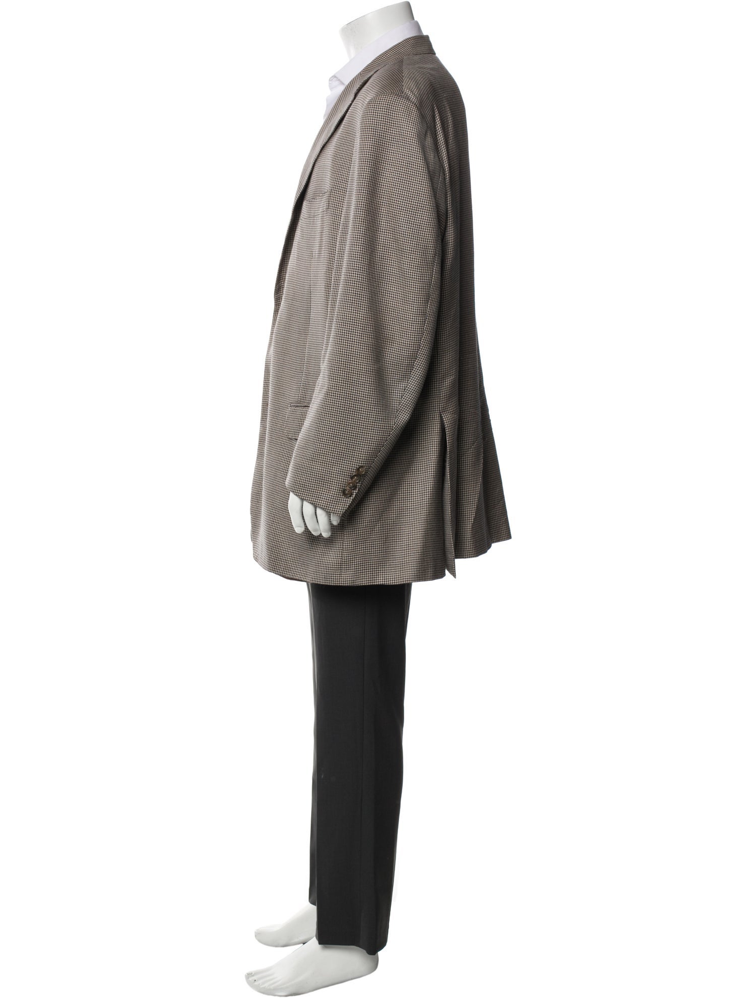 Corneliani Virgin Wool Houndstooth Print Overcoat