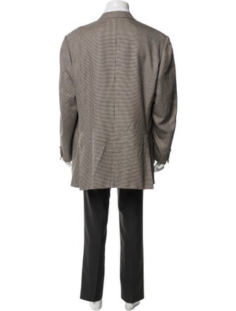 Corneliani Virgin Wool Houndstooth Print Overcoat