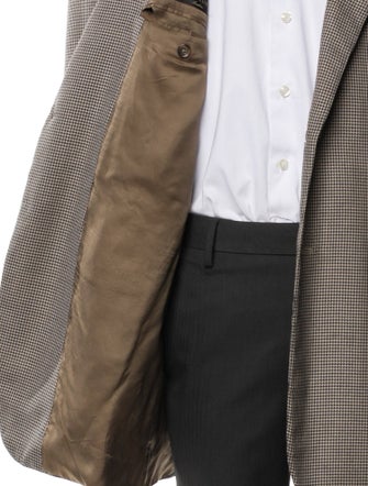 Corneliani Virgin Wool Houndstooth Print Overcoat