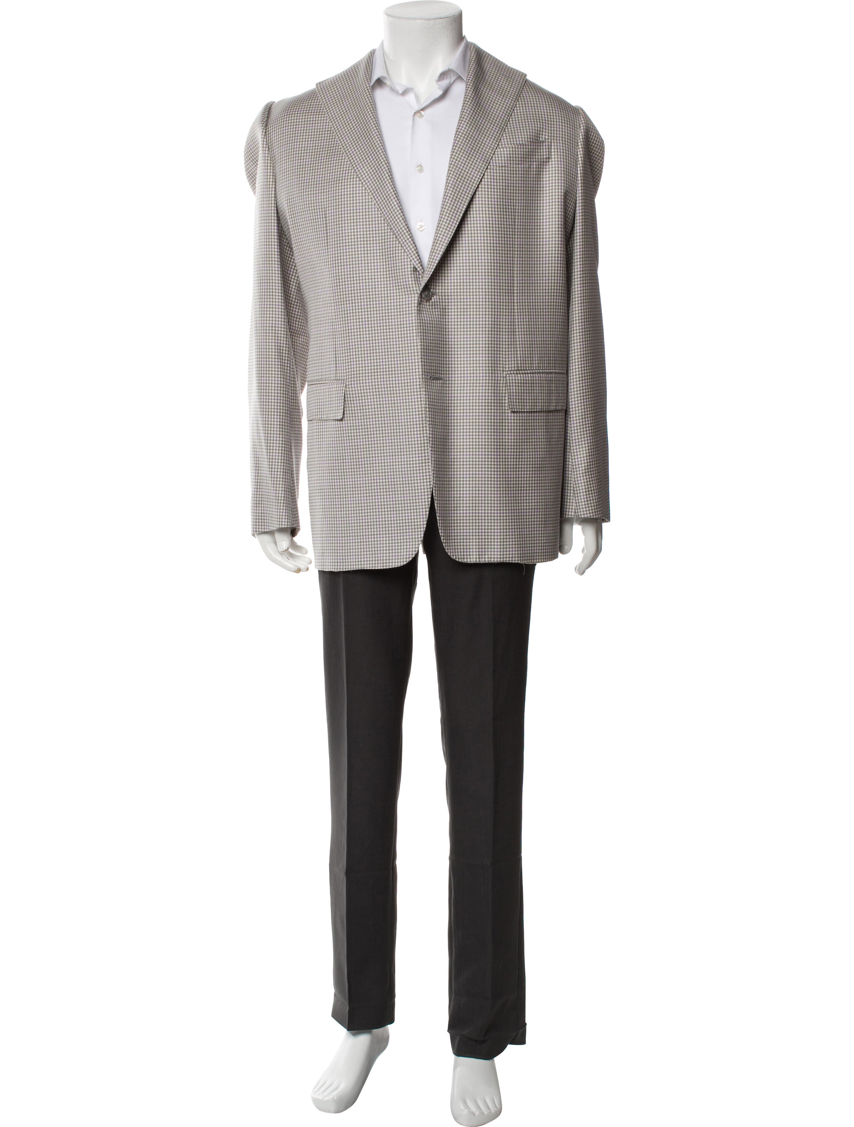 Corneliani Virgin Wool Houndstooth Print Overcoat