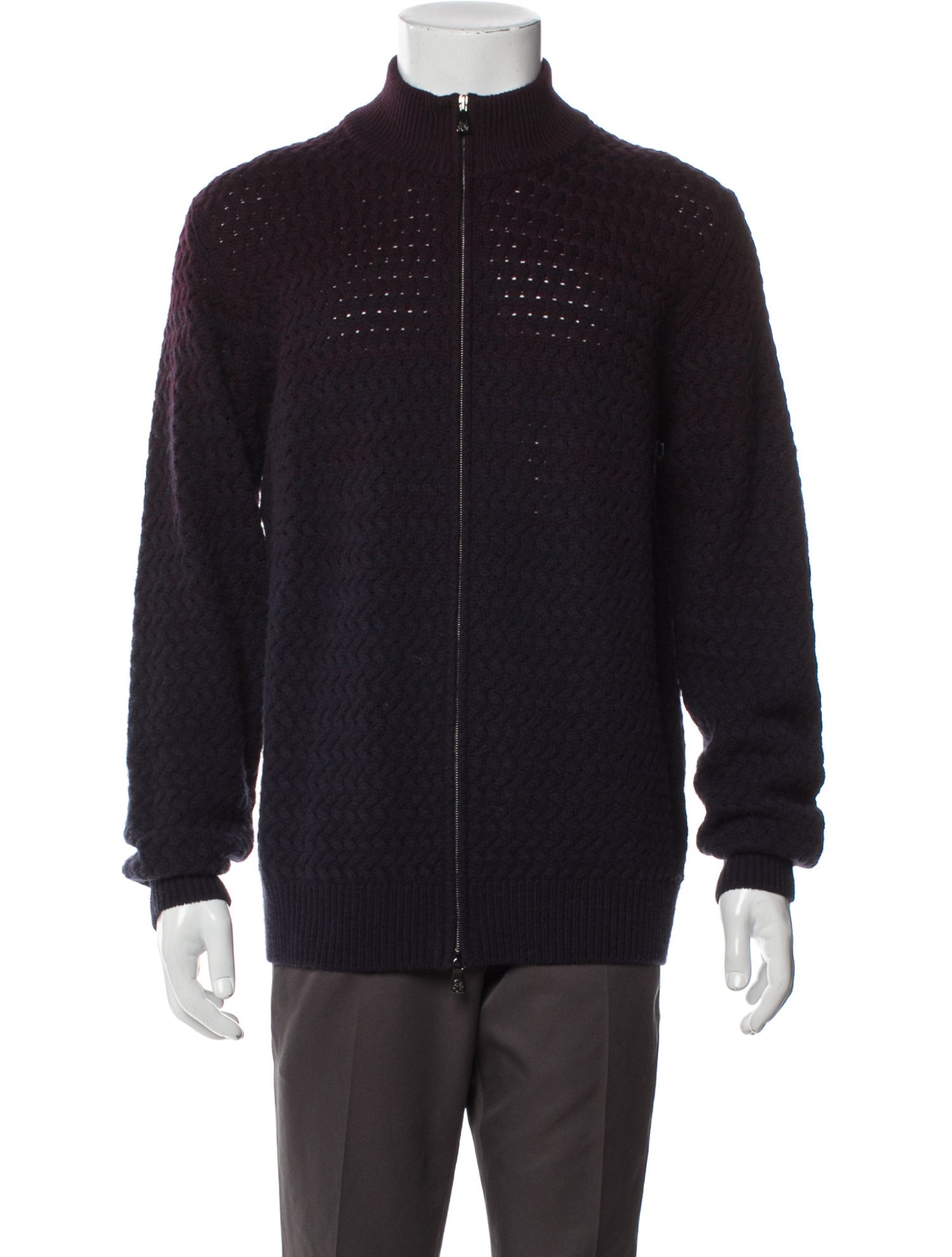 Corneliani Virgin Wool Mock Neck Cardigan