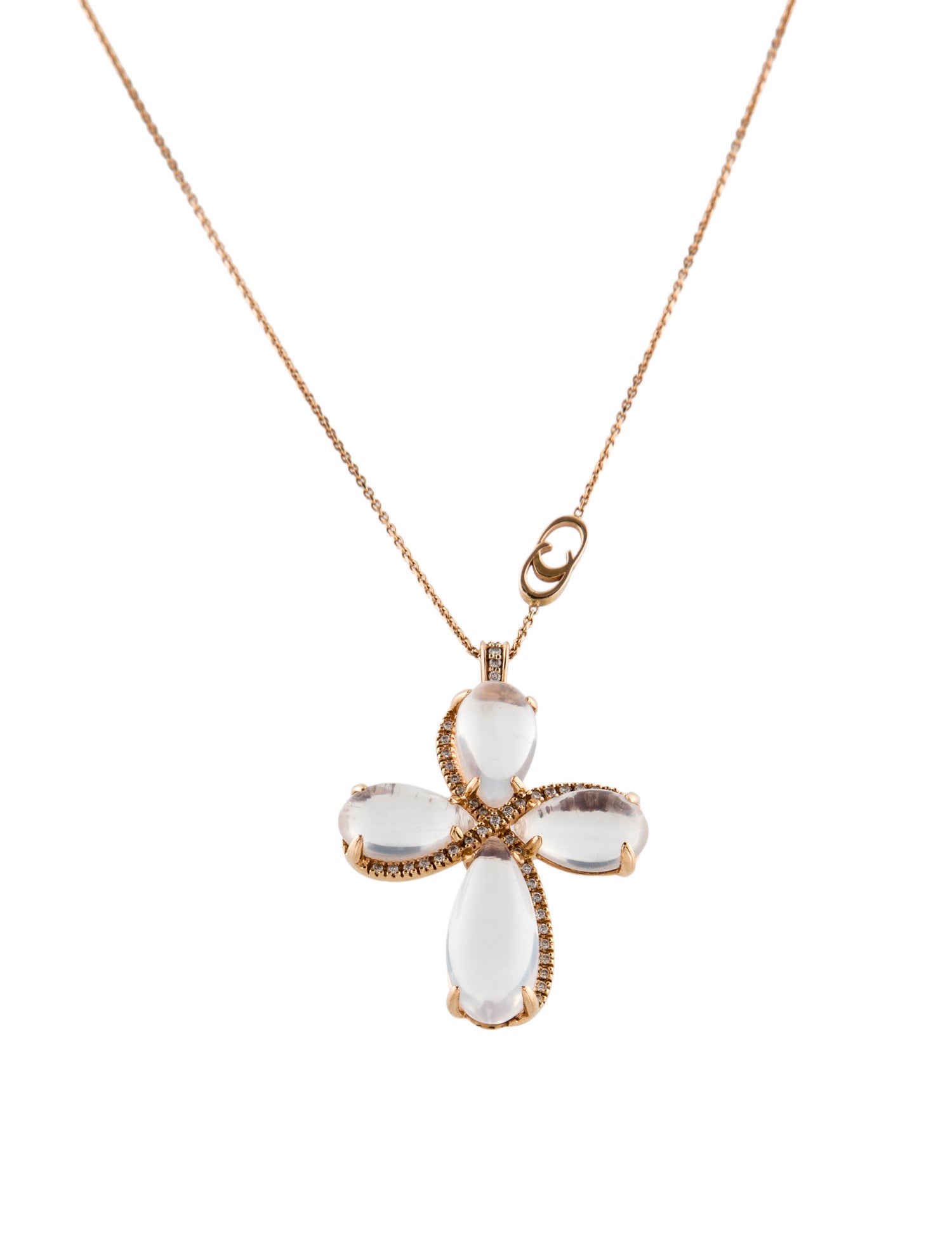 Chimento 18K Moonstone & Diamond Cross Pendant Necklace