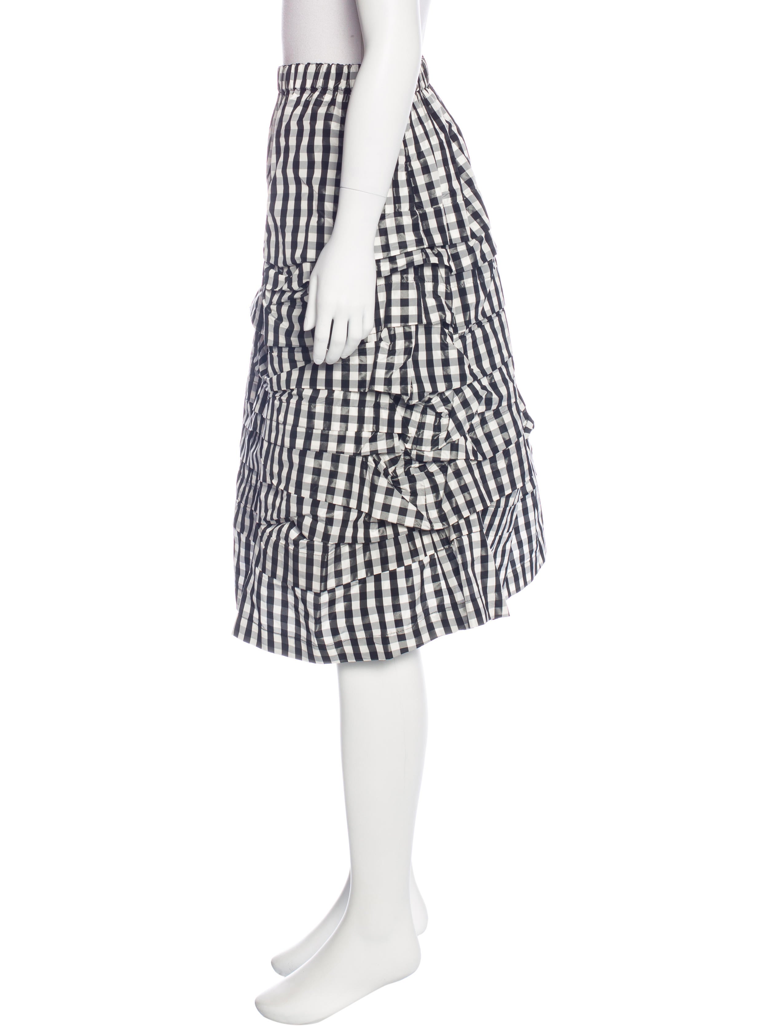 Comme des Garcons 97Stainless Steel Gingham Zipper Tight Long Skirt Bottoms GS-10005 White Gray M