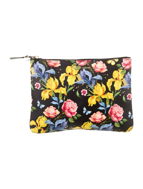 Comme des Garçons Leather Floral Cosmetic Bag Blac
