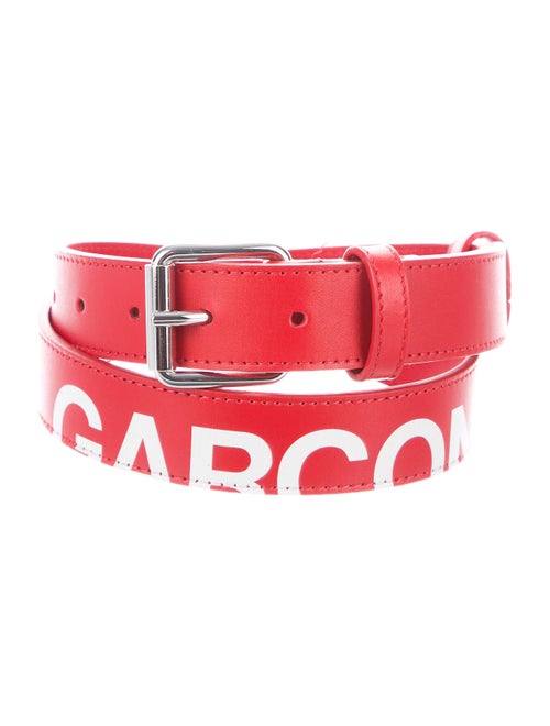 Comme des Garçons Leather Logo Belt red
