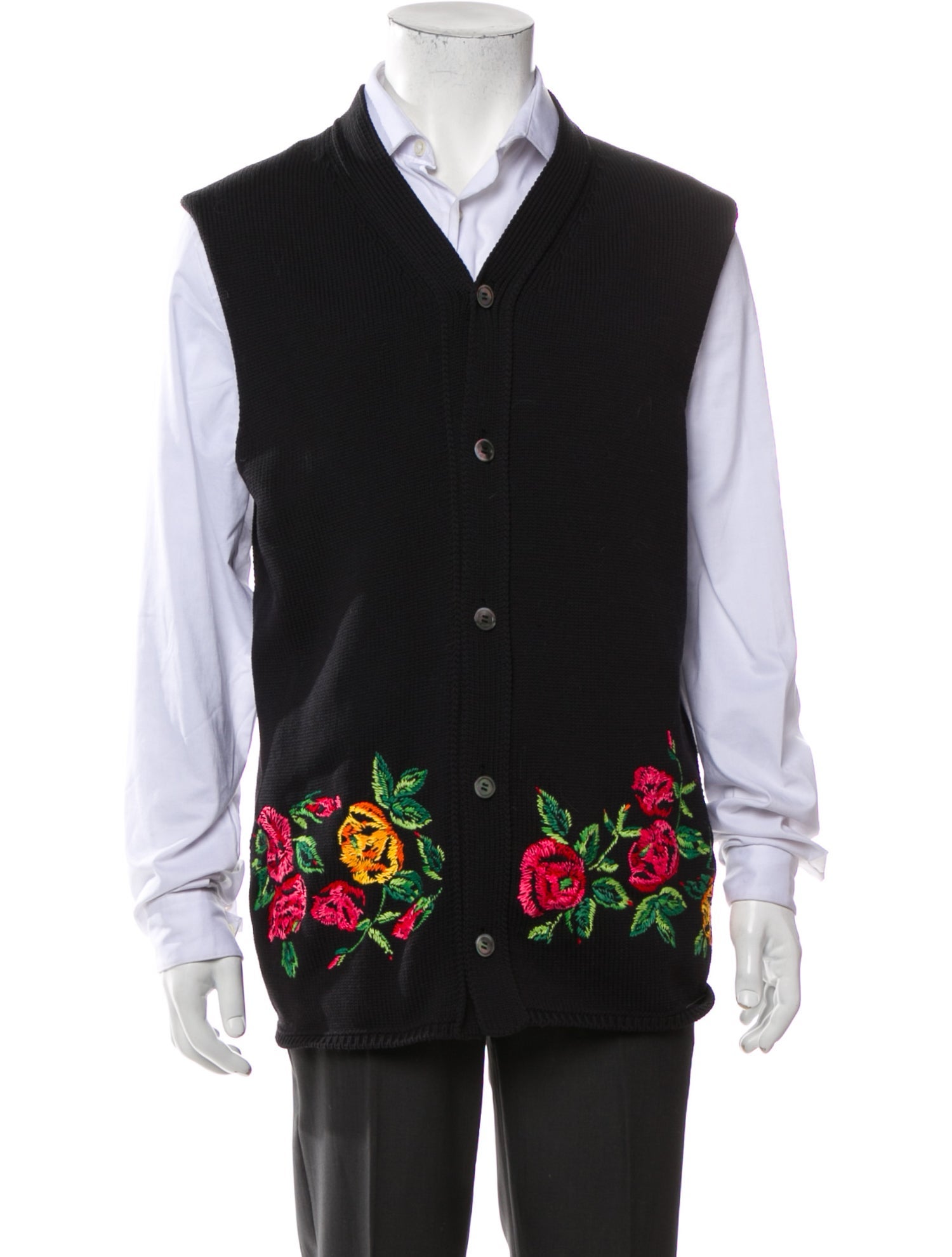 Comme des Garçons Homme Plus Floral Print V-Neck Sweater Vest