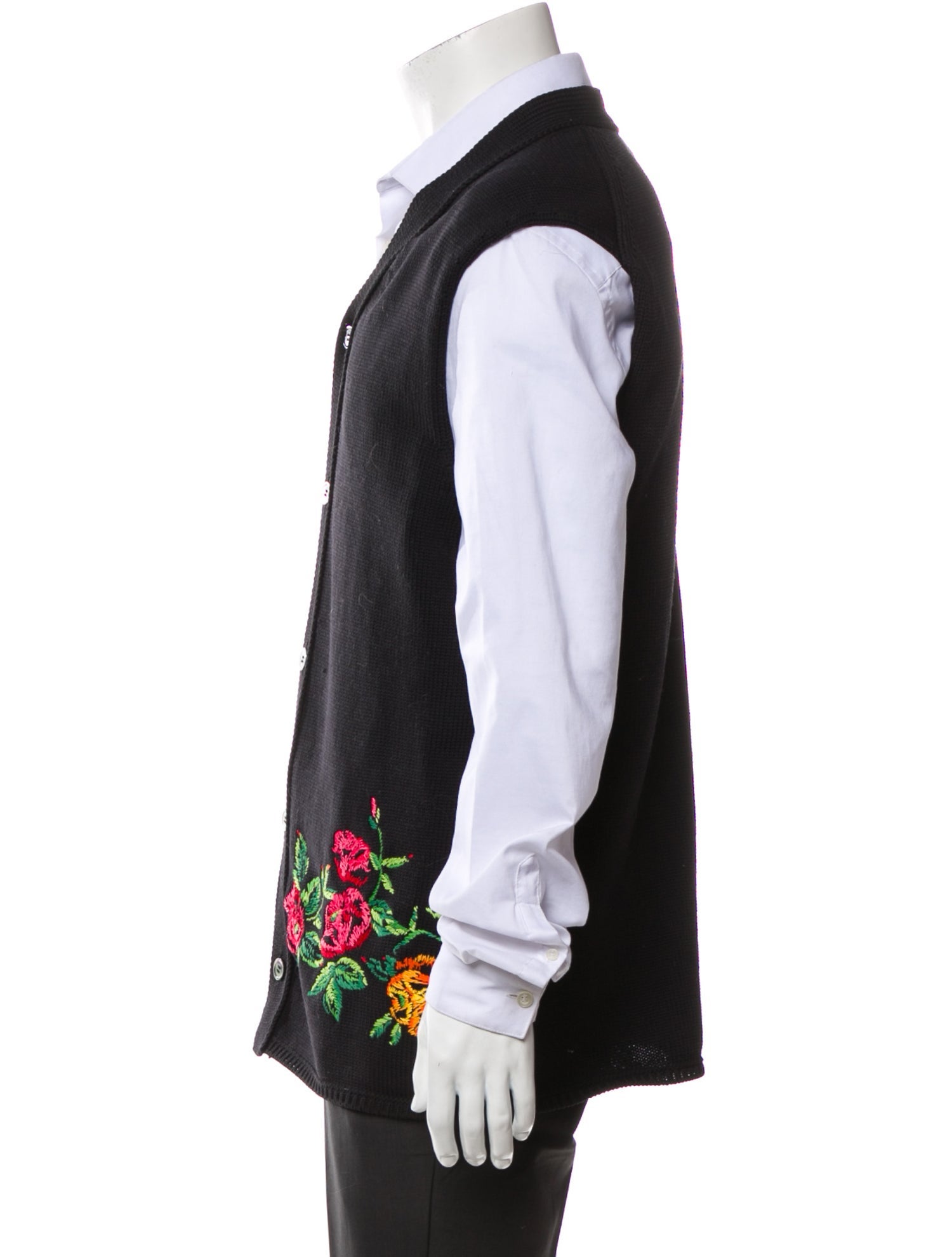 Comme des Garçons Homme Plus Floral Print V-Neck Sweater Vest