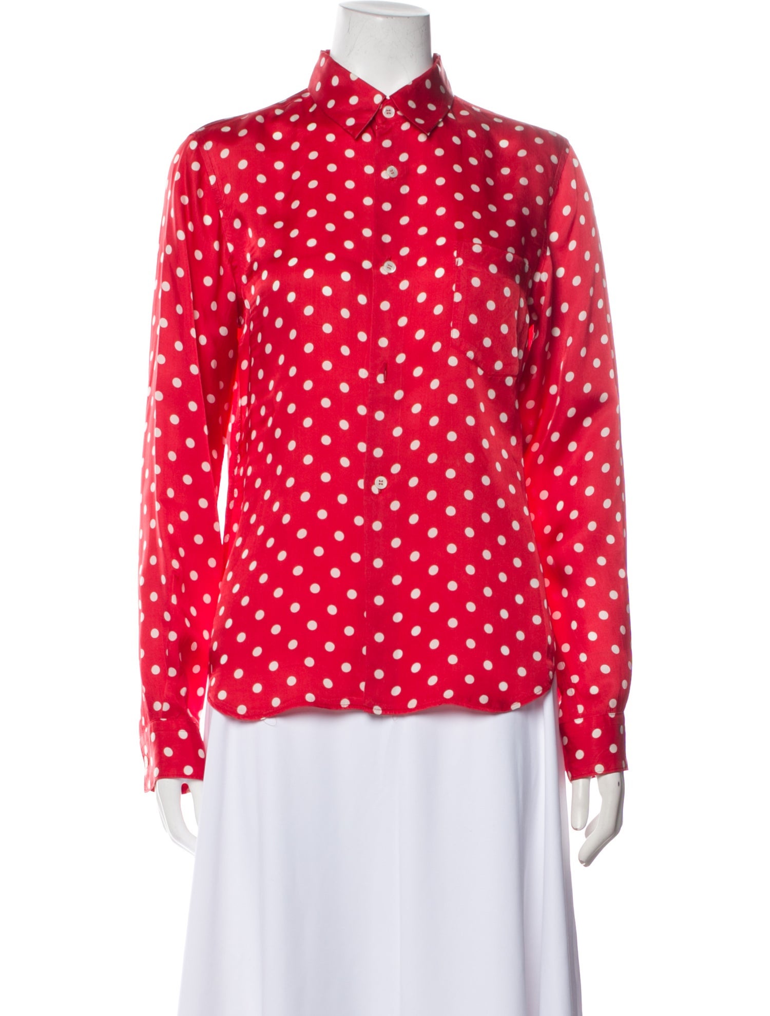 Comme des Garçons Polka Dot Print Long Sleeve Button-Up Top