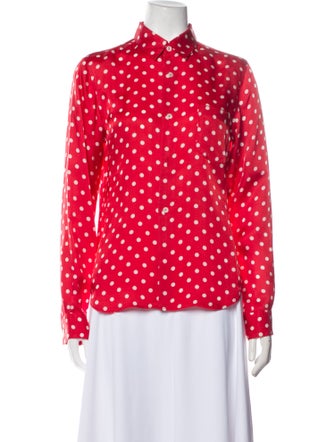 Comme des Garçons Polka Dot Print Long Sleeve Button-Up Top