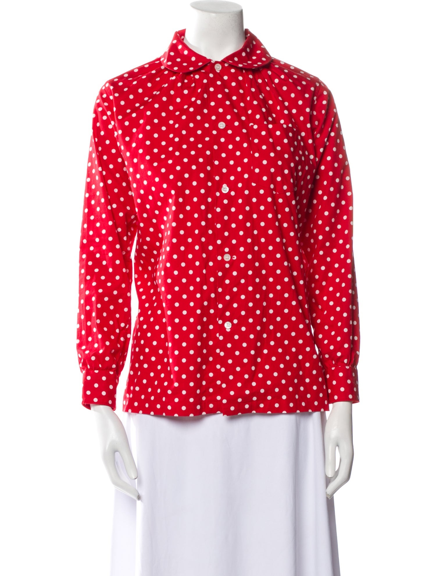 Comme des Garçons SHIRT Polka Dot Print Three-Quarter Sleeve Button-Up Top