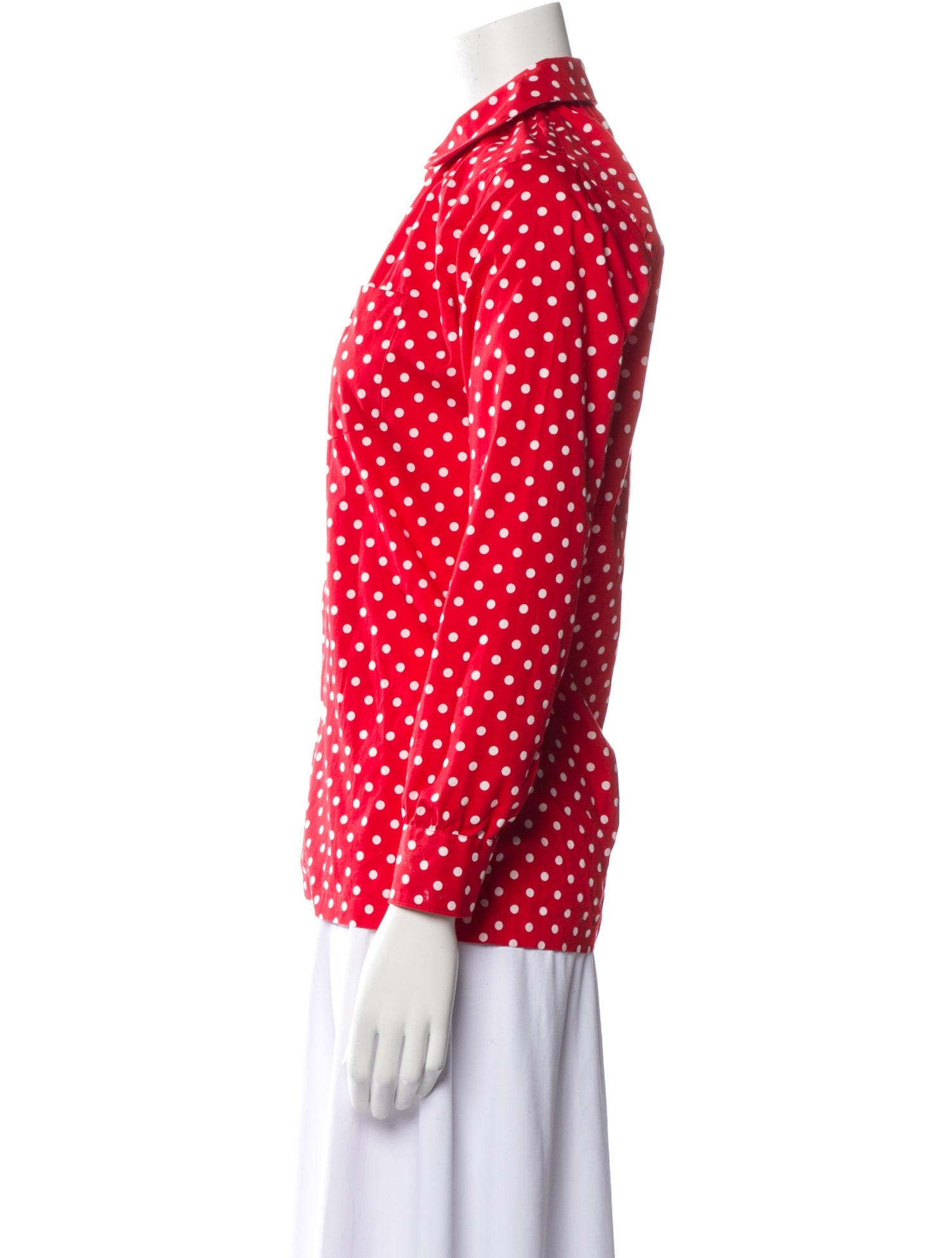 Comme des Garçons SHIRT Polka Dot Print Three-Quarter Sleeve Button-Up Top