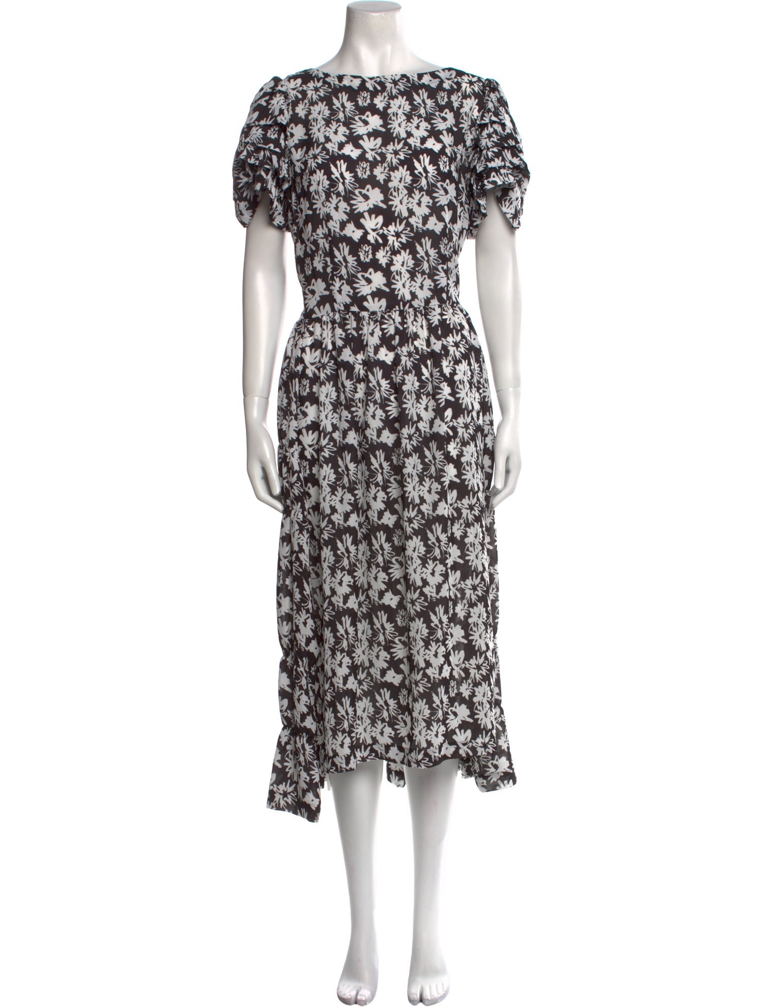 Comme des Garçons Floral Print Midi Length Dress