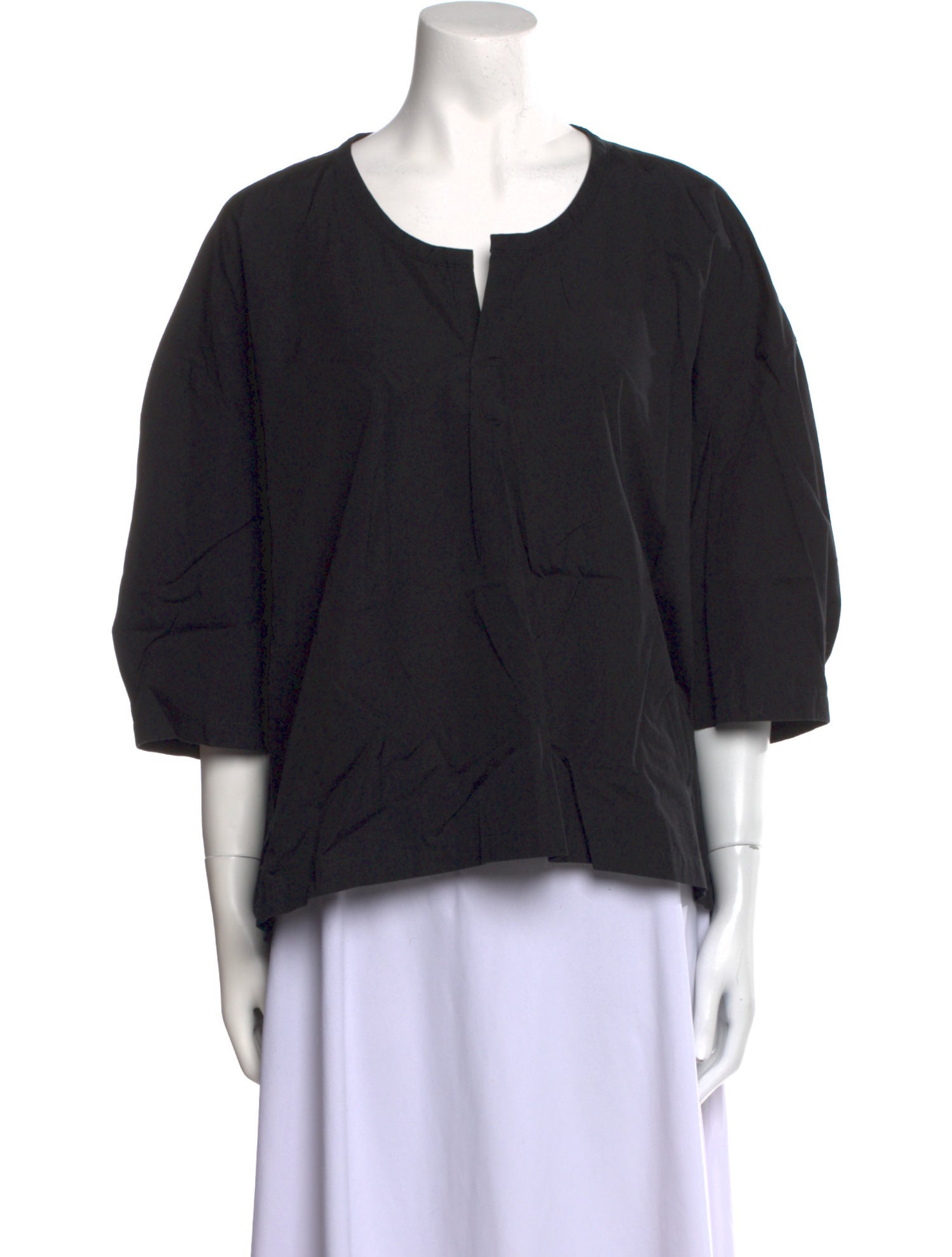 Comme des Garçons Mock Neck Three-Quarter Sleeve Blouse