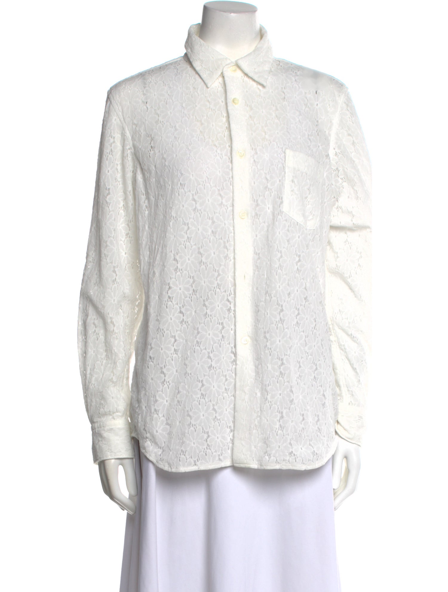 Comme des Garçons Lace Pattern Long Sleeve Button-Up Top w/ Tags