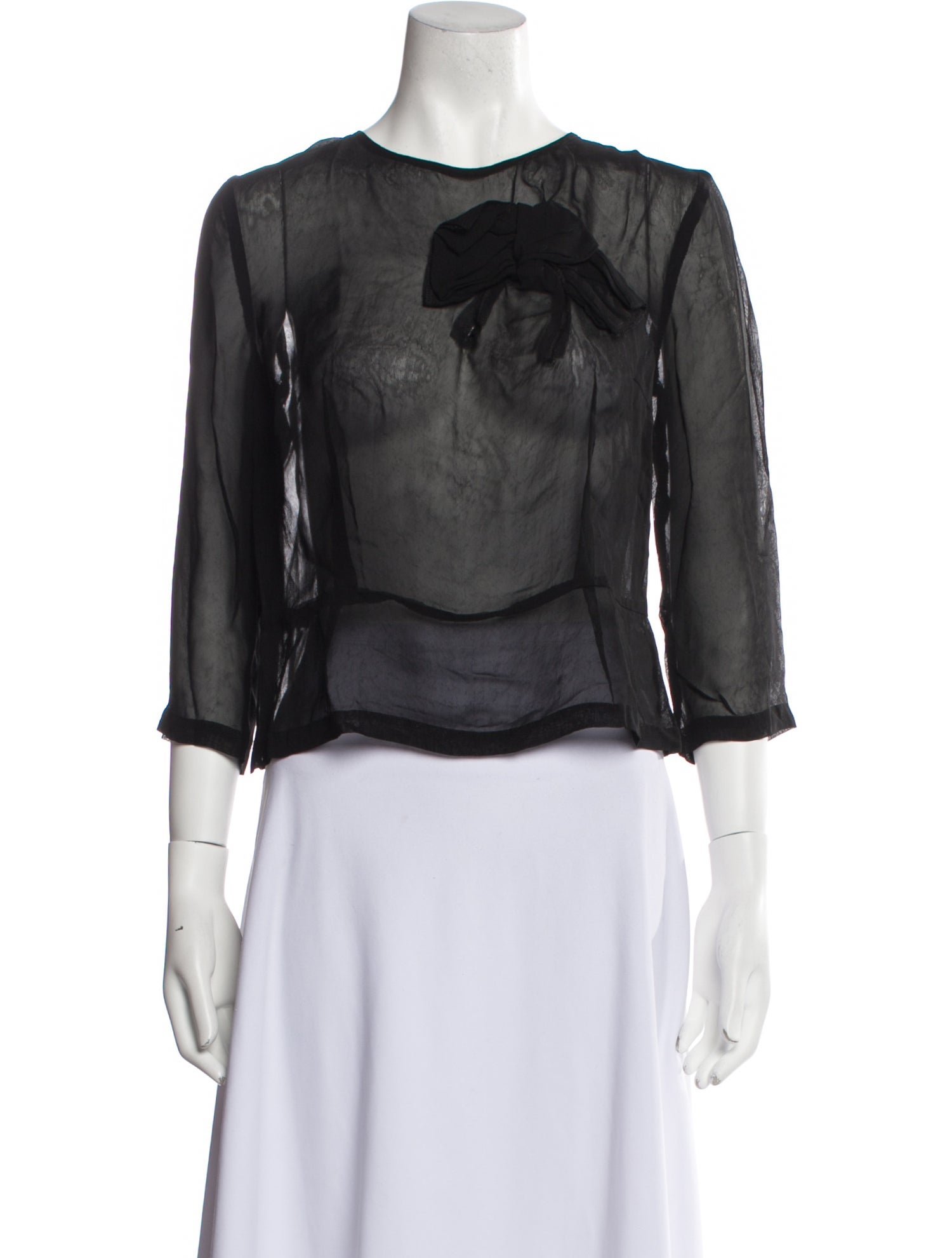 Comme des Garçons Crew Neck Three-Quarter Sleeve Crop Top