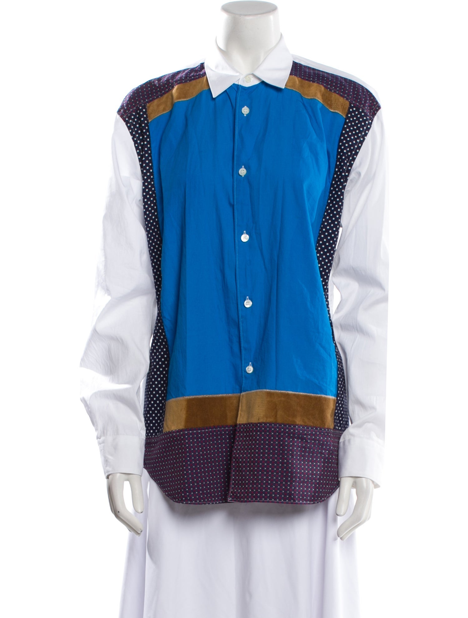 Comme des Garçons Colorblock Pattern Long Sleeve Button-Up Top