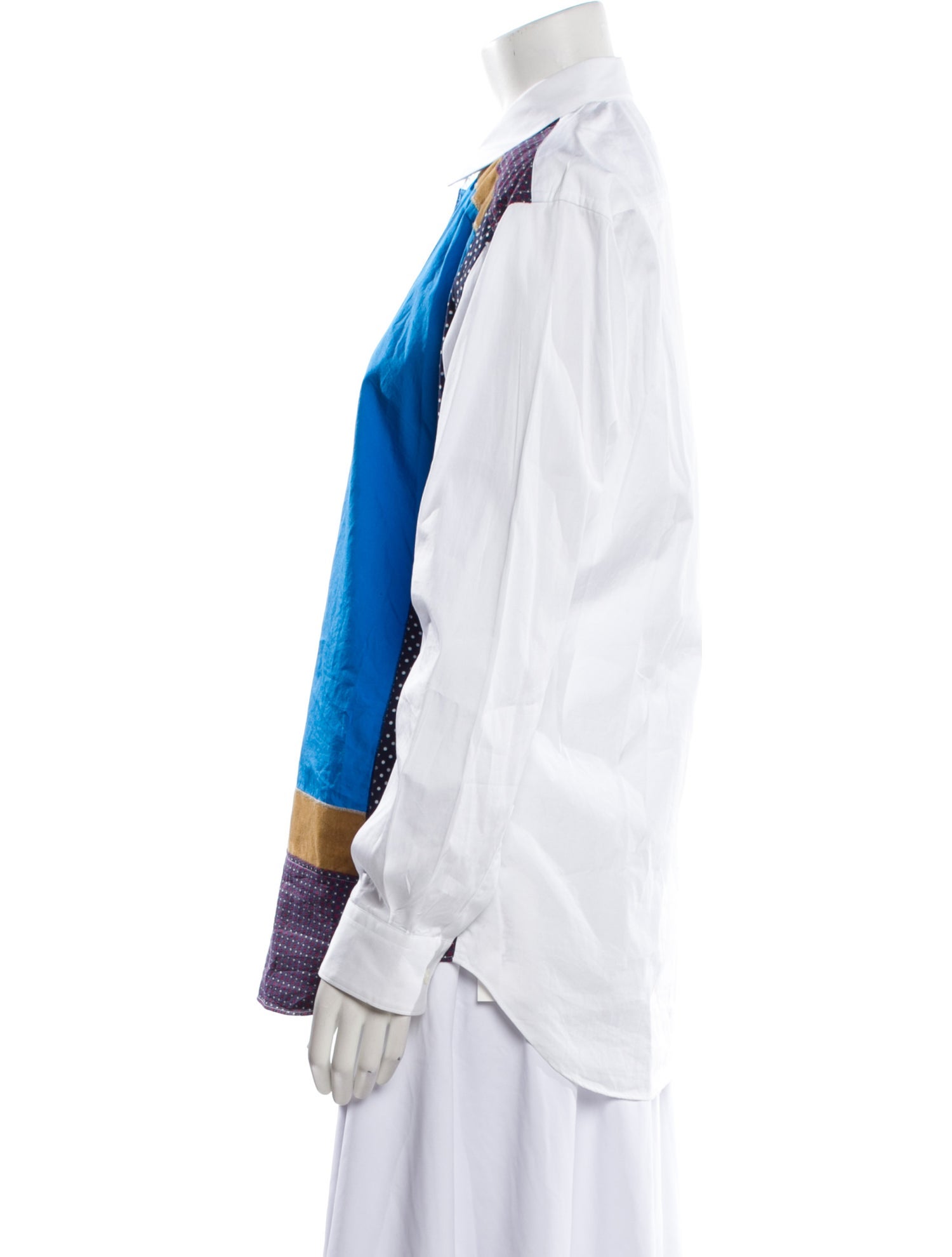 Comme des Garçons Colorblock Pattern Long Sleeve Button-Up Top