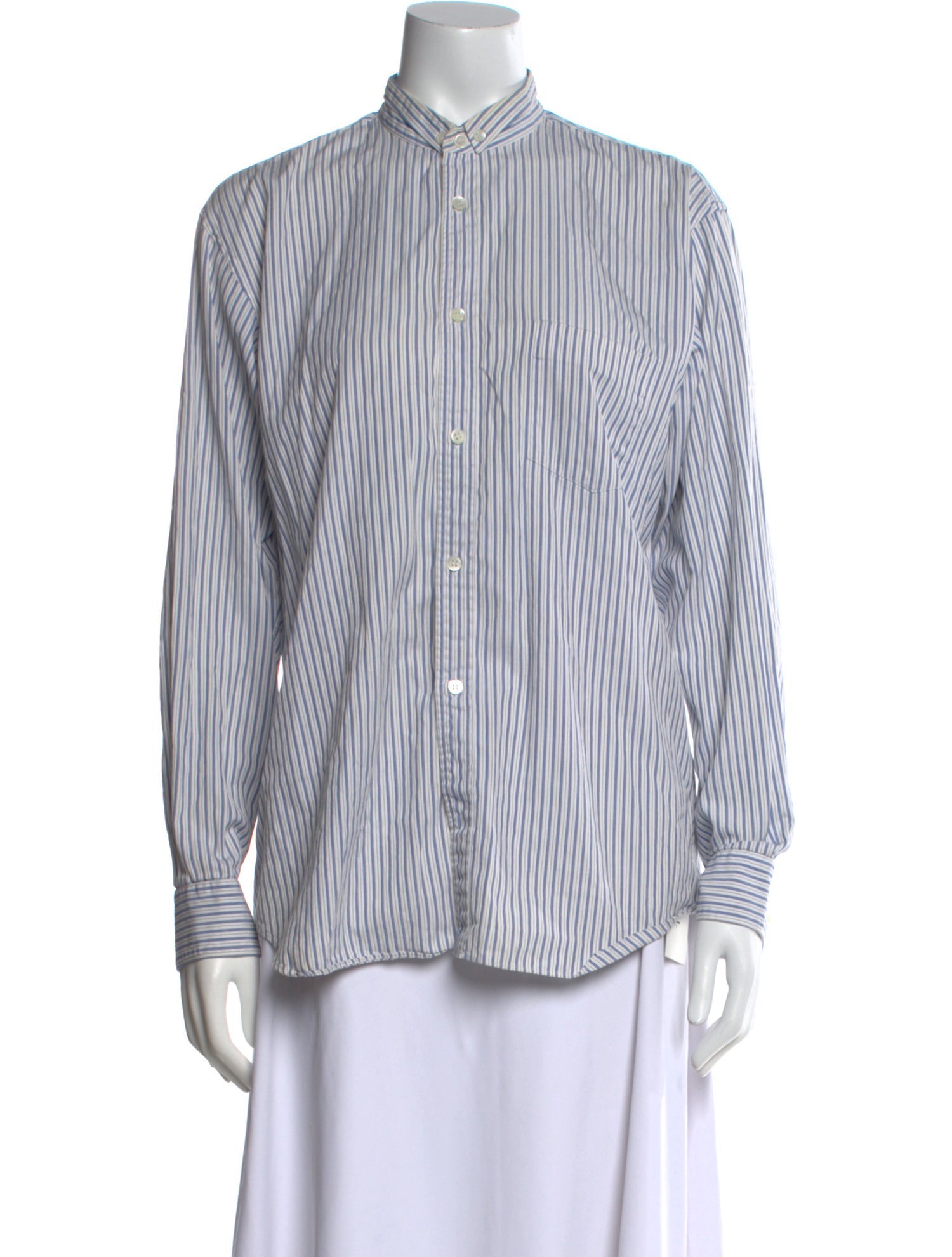 Comme des Garçons Striped Mock Neck Button-Up Top