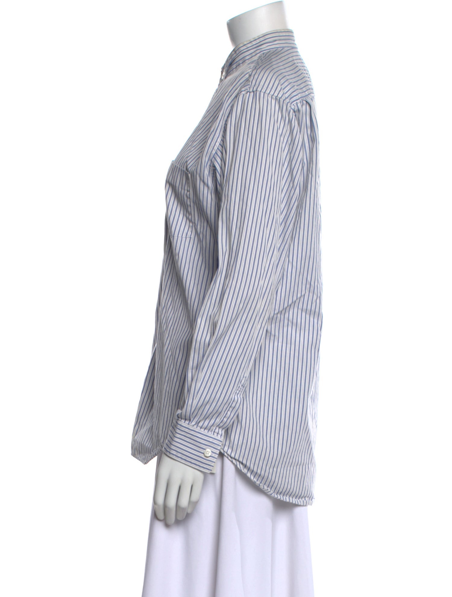 Comme des Garçons Striped Mock Neck Button-Up Top