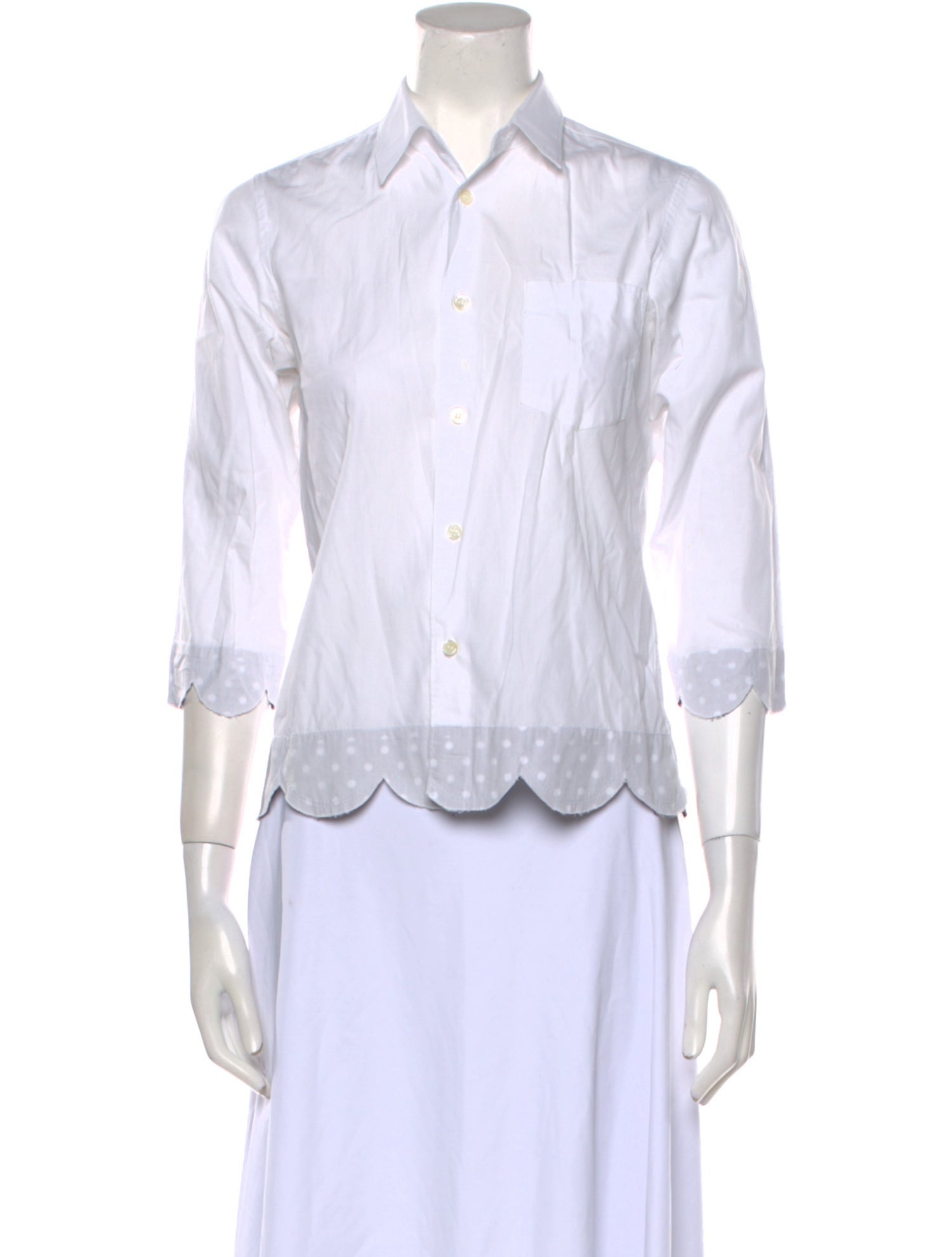 Comme des Garçons Three-Quarter Sleeve Button-Up Top