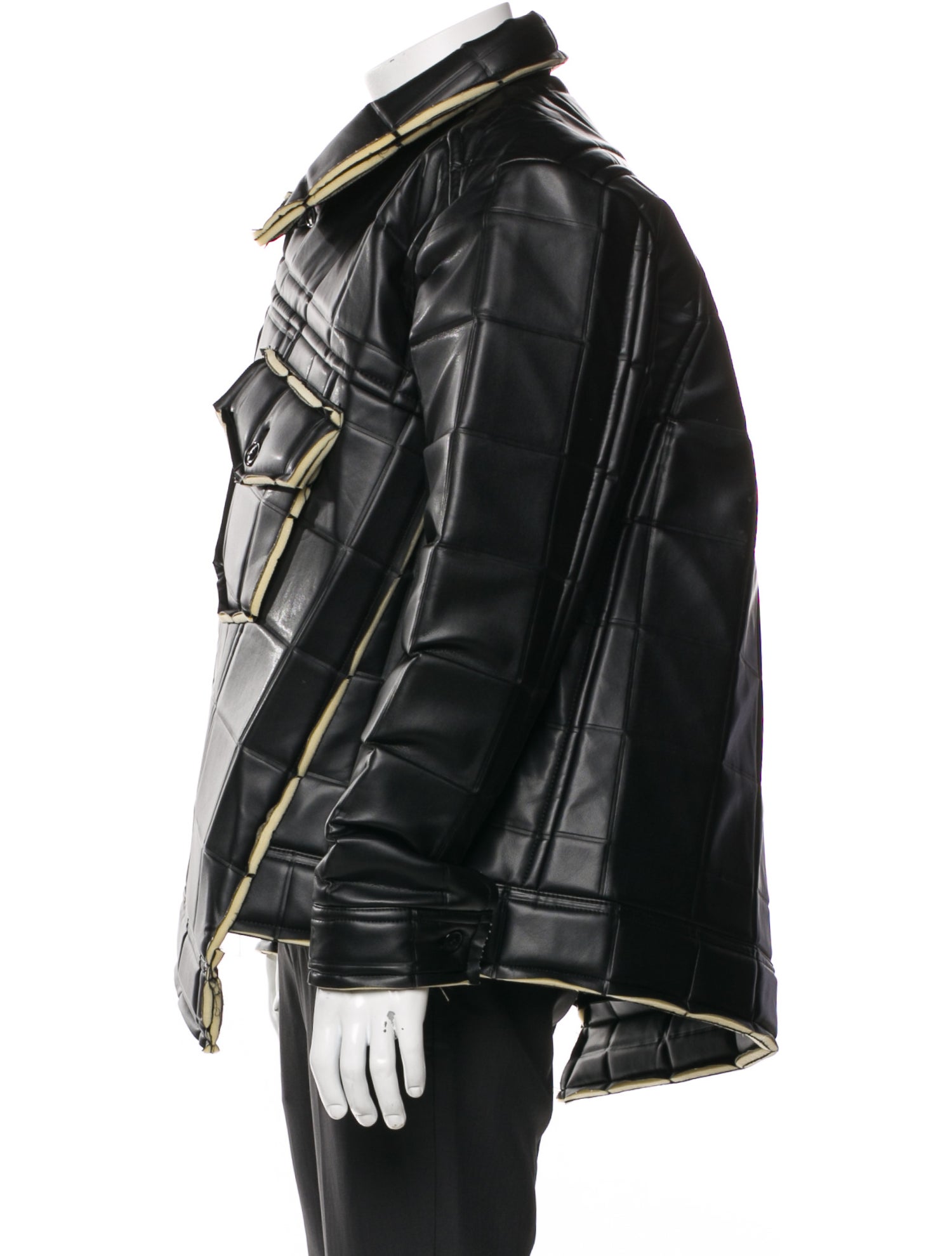 Comme des Garçons Homme Plus Leather Plaid Print Moto Jacket