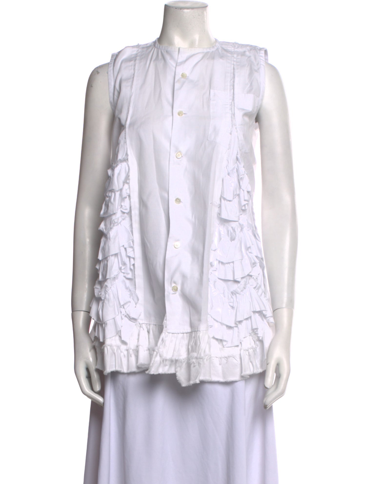 Comme des Garçons Crew Neck Sleeveless Button-Up Top