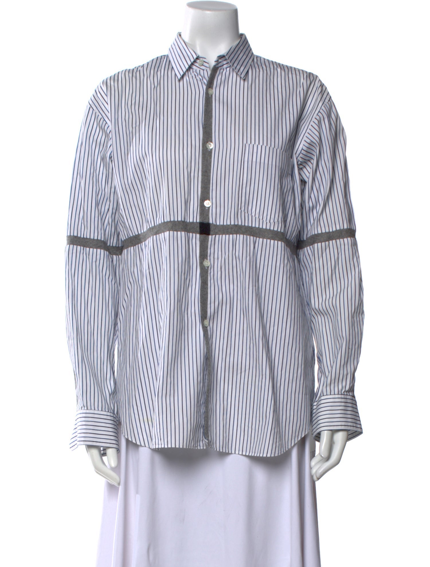 Comme des Garçons SHIRT Striped Long Sleeve Button-Up Top