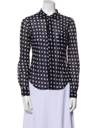 Comme des Garçons Polka Dot Print Long Sleeve Button-Up Top