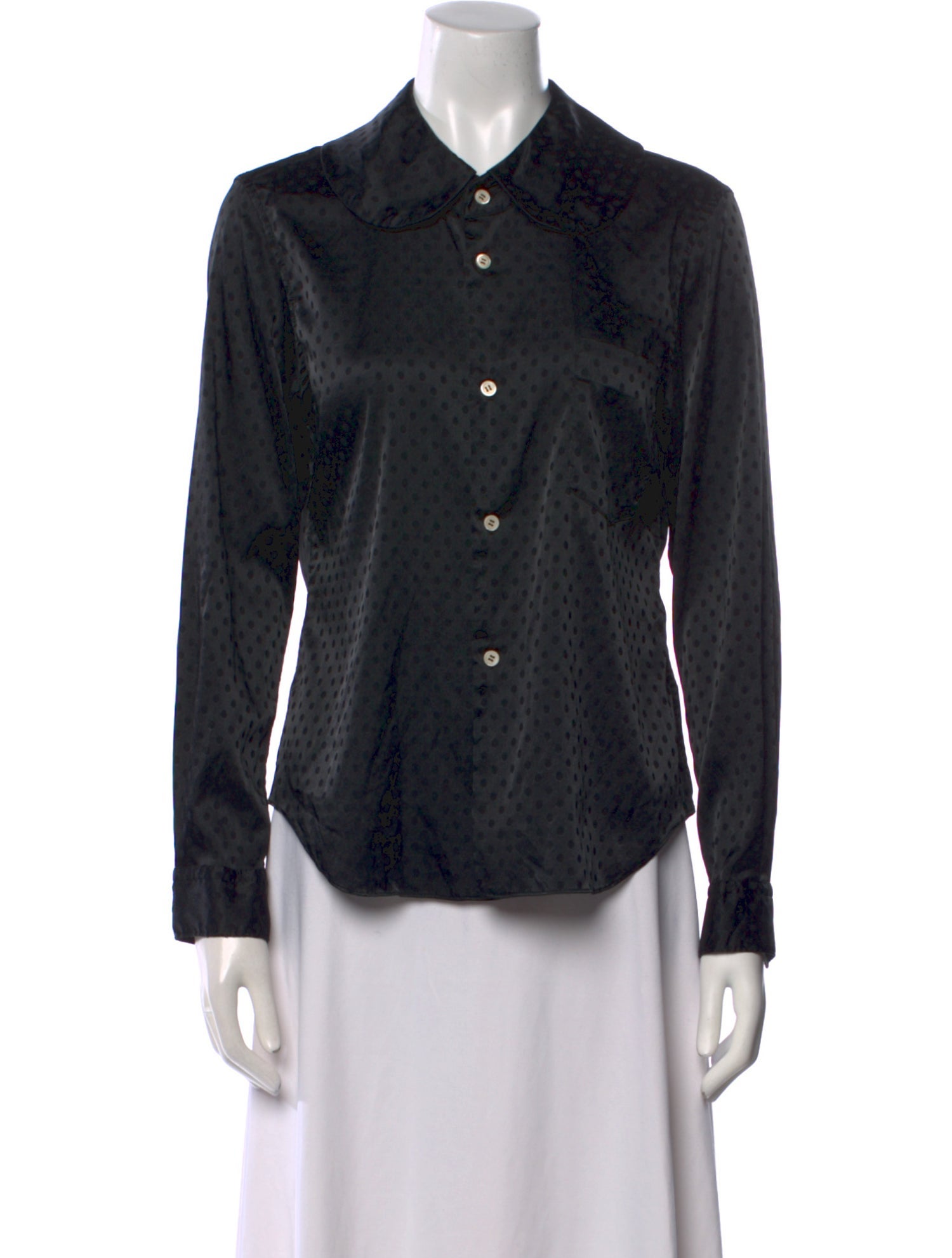 Comme des Garçons Silk Long Sleeve Button-Up Top
