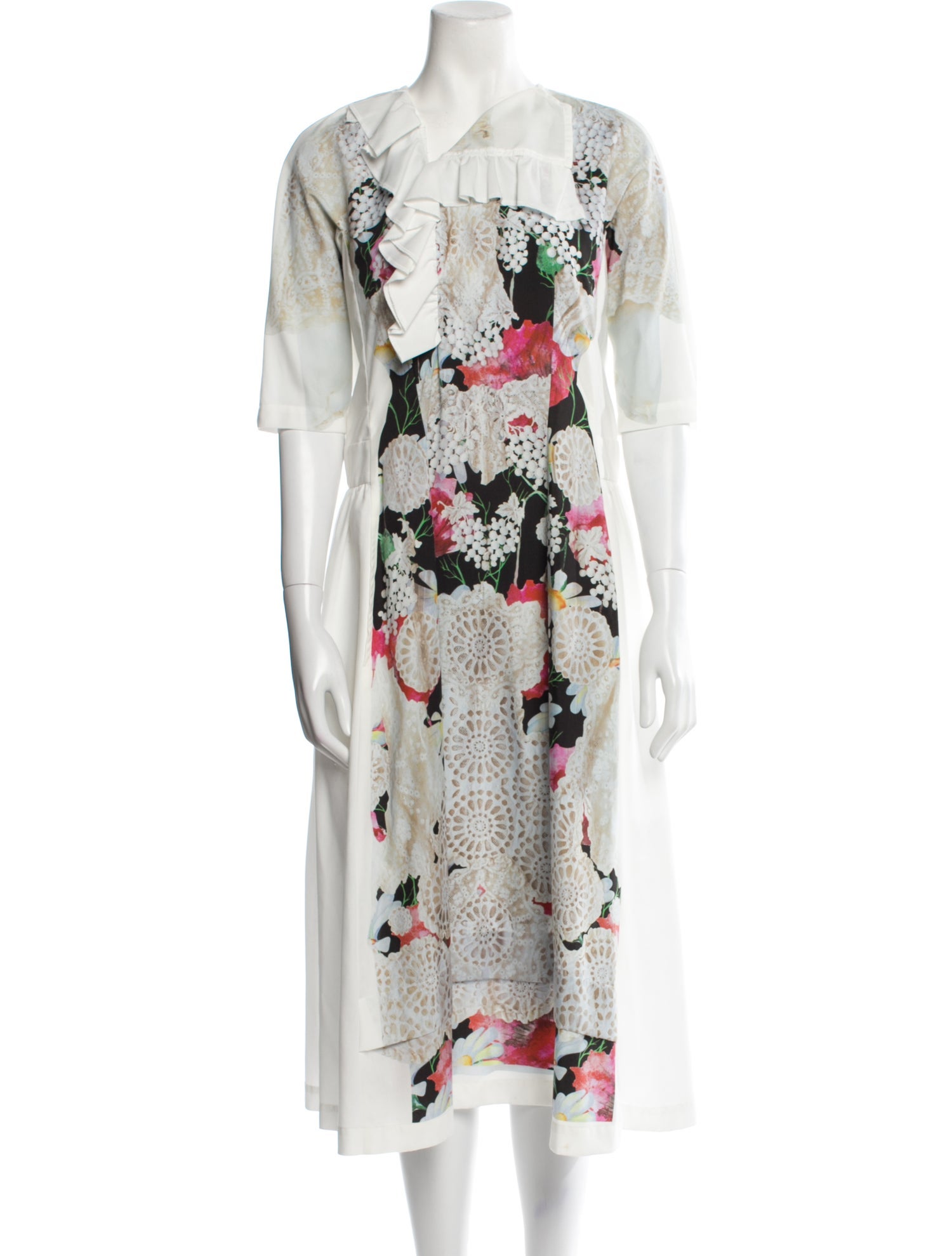 Comme des Garçons Floral Print Midi Length Dress