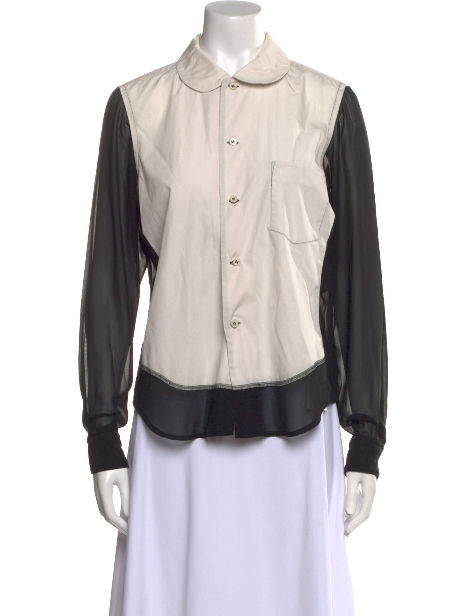 Comme des Garçons Colorblock Pattern Long Sleeve Button-Up Top