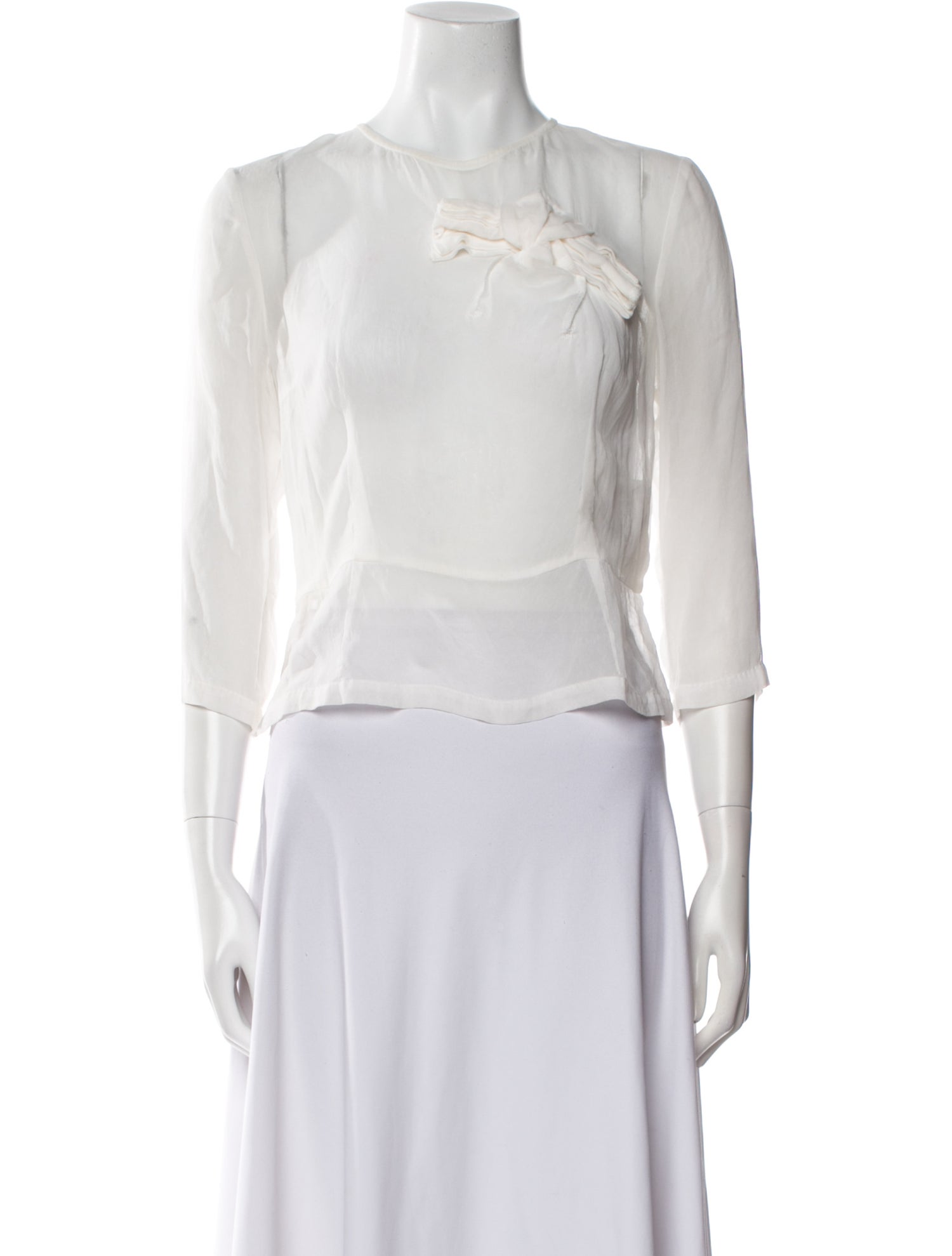 Comme des Garçons Comme des Garçons Square Neckline Three-Quarter Sleeve Crop Top