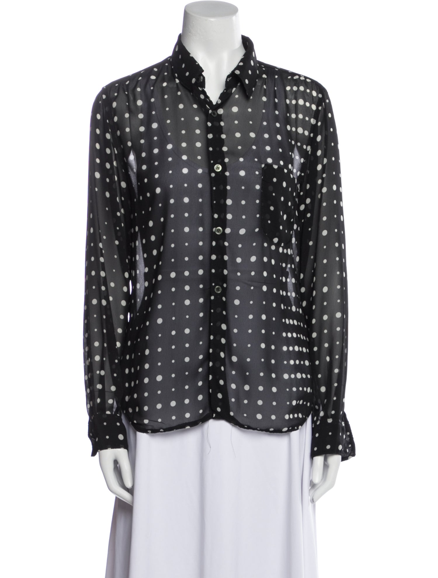 Comme des Garçons Polka Dot Print Long Sleeve Button-Up Top