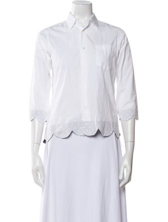 Comme des Garçons Three-Quarter Sleeve Button-Up Top