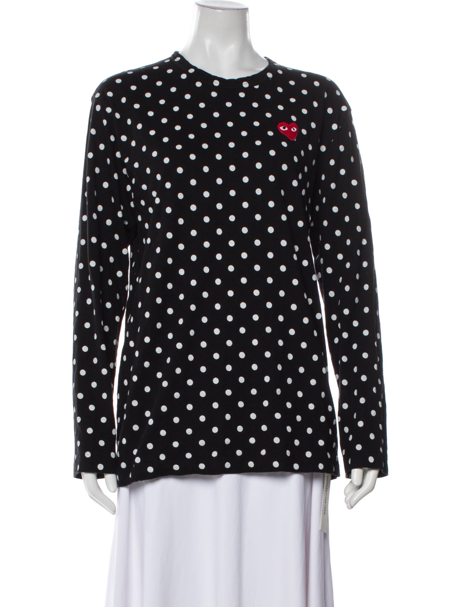 Comme des Garçons Play Polka Dot Print Crew Neck Button-Up Top