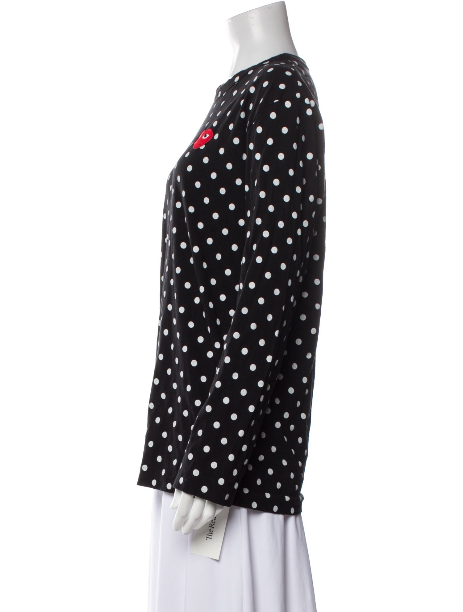 Comme des Garçons Play Polka Dot Print Crew Neck Button-Up Top