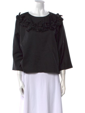 Comme des Garçons Scoop Neck Three-Quarter Sleeve Blouse