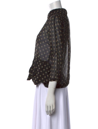 Comme des Garçons Polka Dot Print Three-Quarter Sleeve Button-Up Top