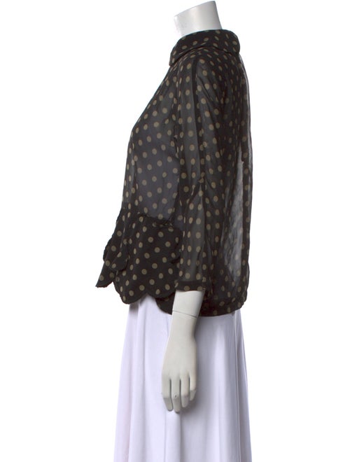 Comme des Garçons Polka Dot Print Three-Quarter Sleeve Button-Up Top