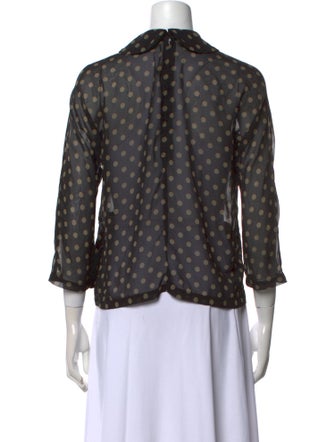 Comme des Garçons Polka Dot Print Three-Quarter Sleeve Button-Up Top