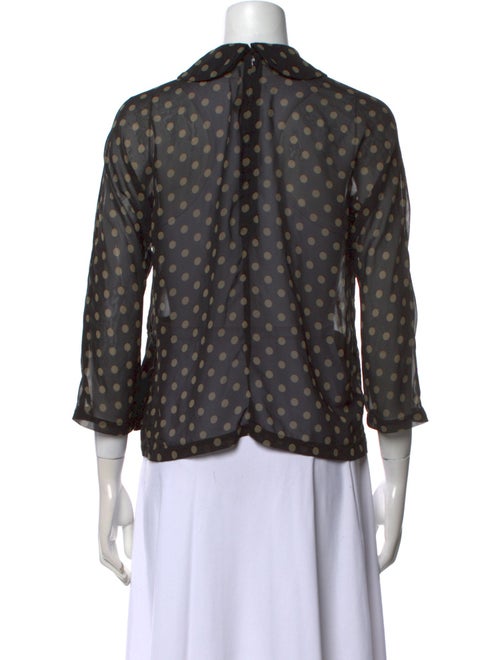 Comme des Garçons Polka Dot Print Three-Quarter Sleeve Button-Up Top